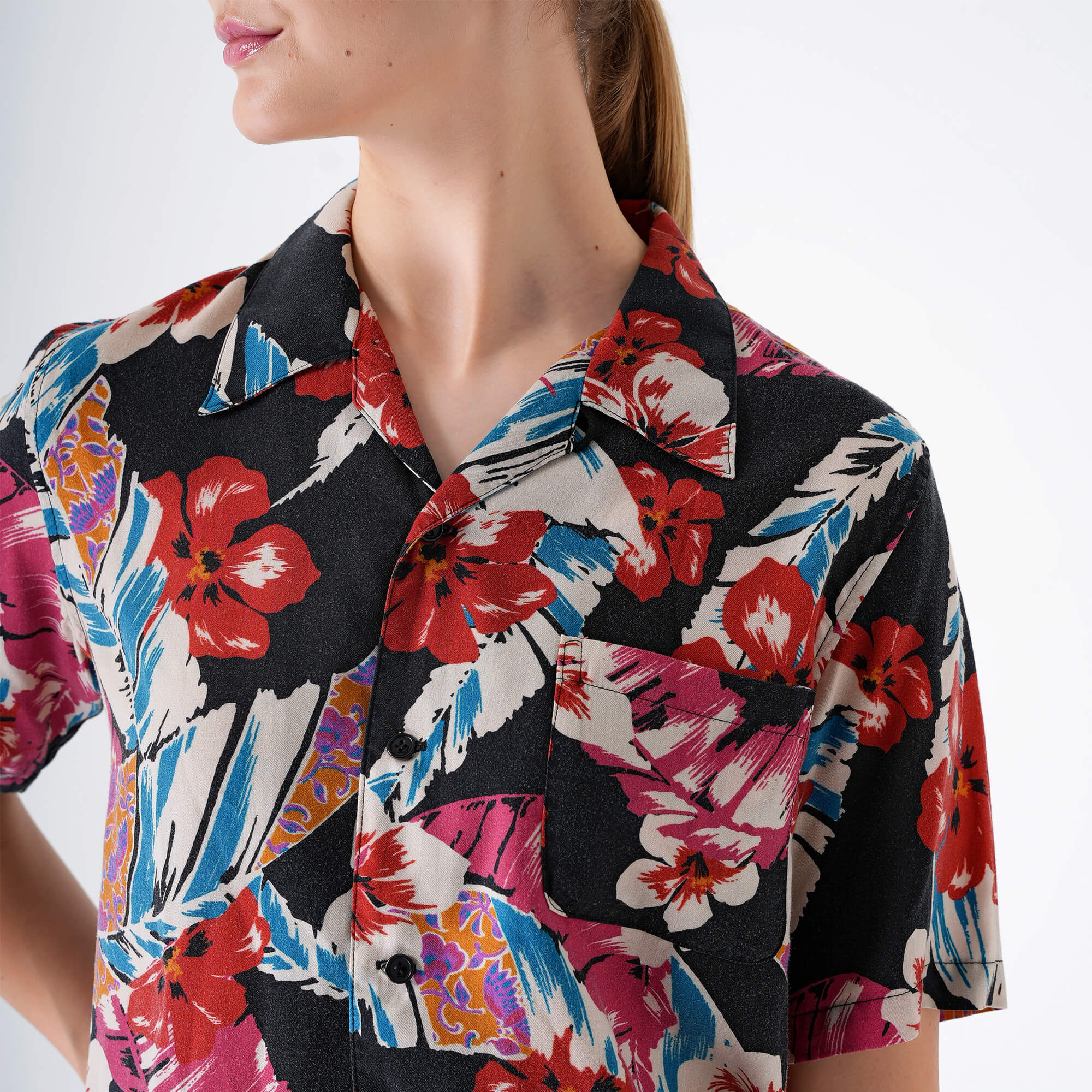 Yves Saint Laurent - Floral Print Lyocell Short Sleeved Shirt